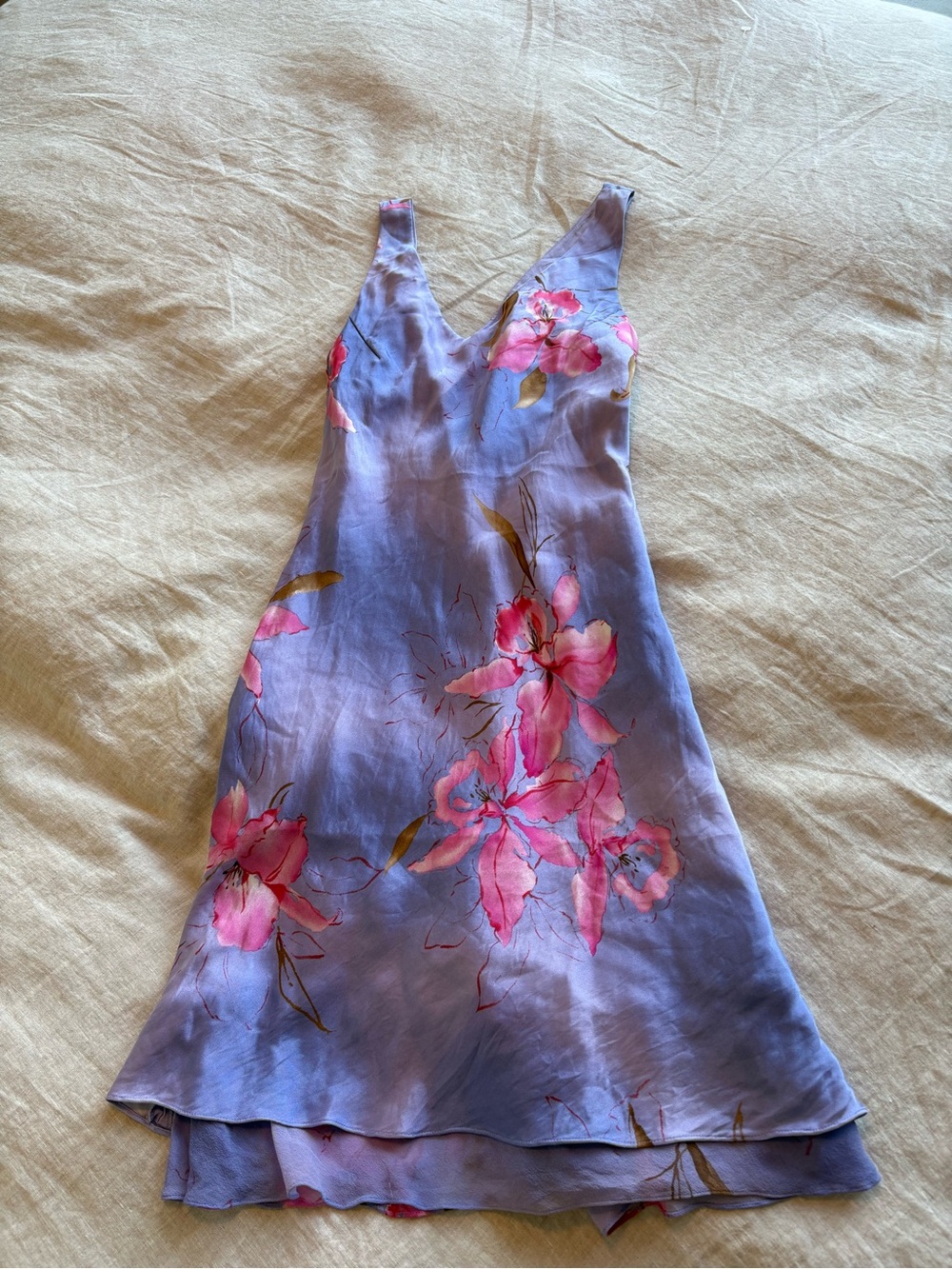 Vintage Jones New York Layered Floral Silk Dress